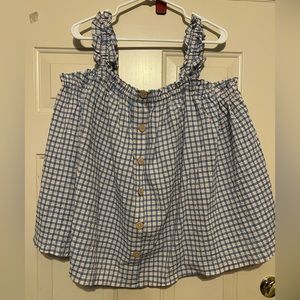 CATO Plaid Smocked Button Down Tank
